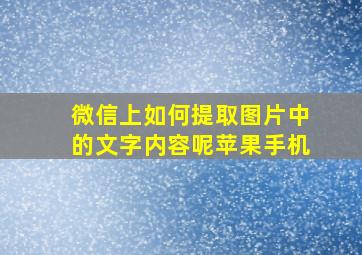 微信上如何提取图片中的文字内容呢苹果手机