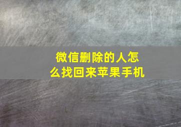 微信删除的人怎么找回来苹果手机