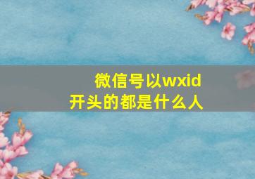 微信号以wxid开头的都是什么人