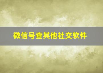 微信号查其他社交软件