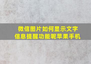 微信图片如何显示文字信息提醒功能呢苹果手机