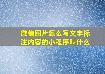 微信图片怎么写文字标注内容的小程序叫什么