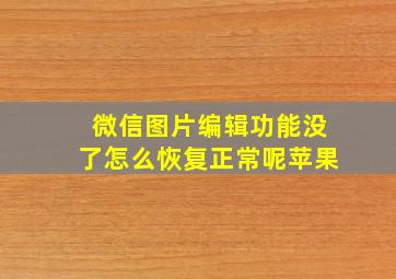 微信图片编辑功能没了怎么恢复正常呢苹果