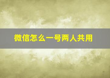 微信怎么一号两人共用