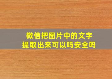 微信把图片中的文字提取出来可以吗安全吗