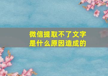 微信提取不了文字是什么原因造成的