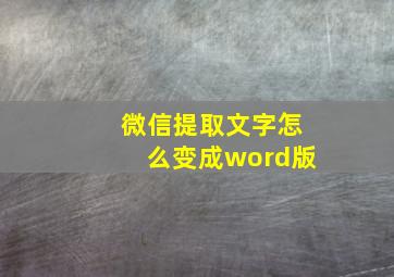 微信提取文字怎么变成word版