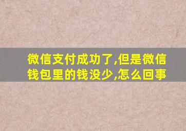 微信支付成功了,但是微信钱包里的钱没少,怎么回事