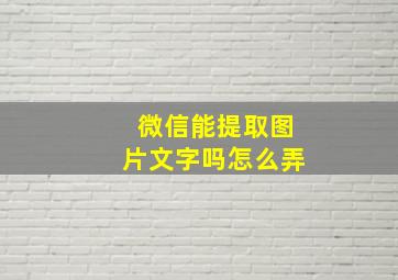 微信能提取图片文字吗怎么弄