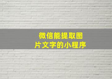 微信能提取图片文字的小程序