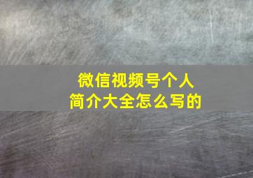 微信视频号个人简介大全怎么写的