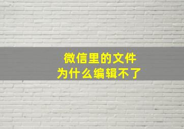 微信里的文件为什么编辑不了