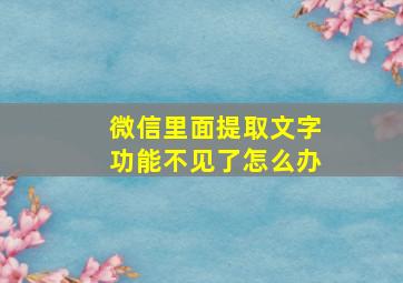 微信里面提取文字功能不见了怎么办