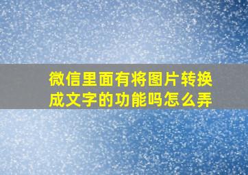 微信里面有将图片转换成文字的功能吗怎么弄