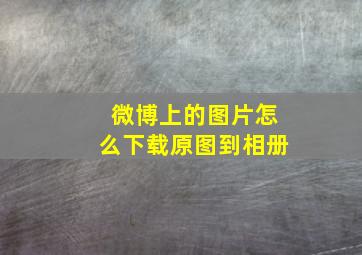 微博上的图片怎么下载原图到相册