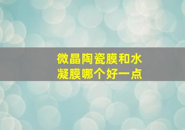 微晶陶瓷膜和水凝膜哪个好一点