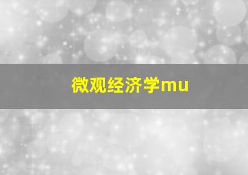 微观经济学mu