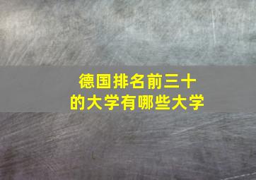 德国排名前三十的大学有哪些大学