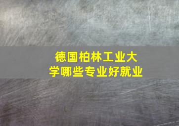 德国柏林工业大学哪些专业好就业