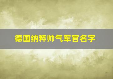 德国纳粹帅气军官名字