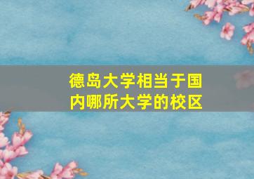 德岛大学相当于国内哪所大学的校区