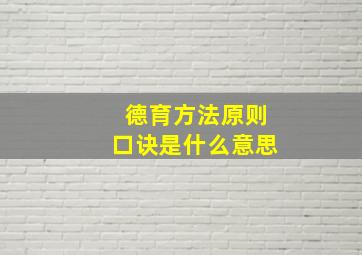 德育方法原则口诀是什么意思