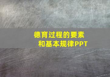 德育过程的要素和基本规律PPT