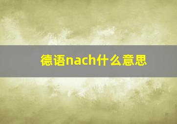 德语nach什么意思