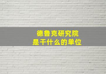 德鲁克研究院是干什么的单位