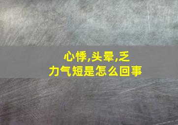 心悸,头晕,乏力气短是怎么回事