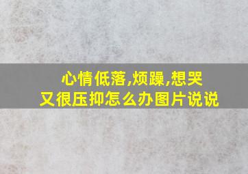 心情低落,烦躁,想哭又很压抑怎么办图片说说