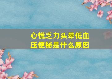 心慌乏力头晕低血压便秘是什么原因