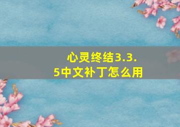 心灵终结3.3.5中文补丁怎么用