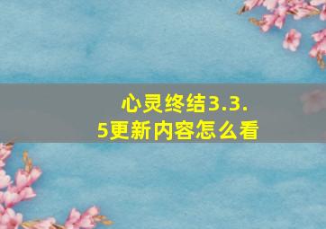 心灵终结3.3.5更新内容怎么看