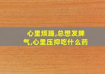 心里烦躁,总想发脾气,心里压抑吃什么药