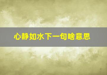 心静如水下一句啥意思