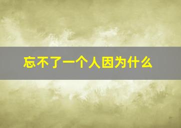 忘不了一个人因为什么