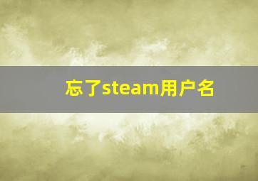 忘了steam用户名