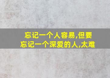 忘记一个人容易,但要忘记一个深爱的人,太难