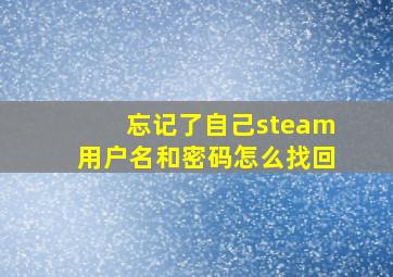 忘记了自己steam用户名和密码怎么找回