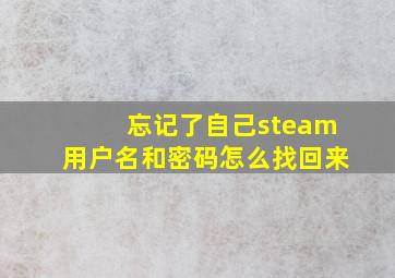 忘记了自己steam用户名和密码怎么找回来