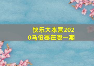 快乐大本营2020马伯骞在哪一期