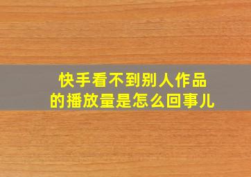 快手看不到别人作品的播放量是怎么回事儿