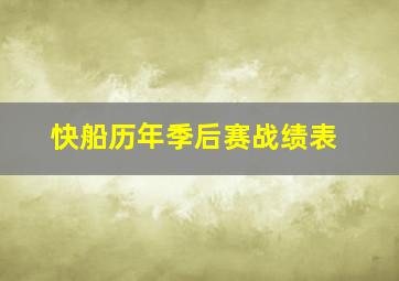 快船历年季后赛战绩表