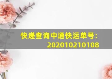 快递查询中通快运单号:202010210108