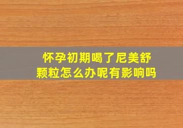 怀孕初期喝了尼美舒颗粒怎么办呢有影响吗