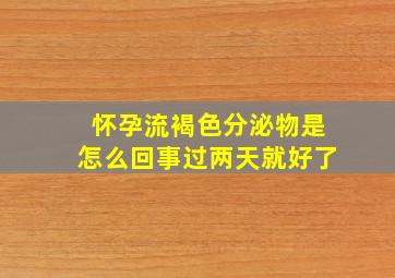 怀孕流褐色分泌物是怎么回事过两天就好了