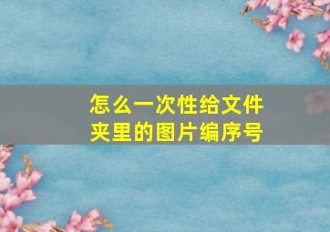 怎么一次性给文件夹里的图片编序号