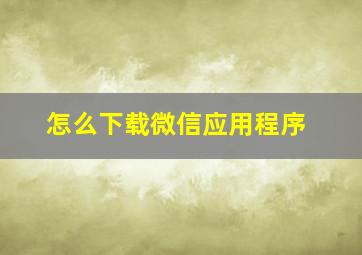 怎么下载微信应用程序