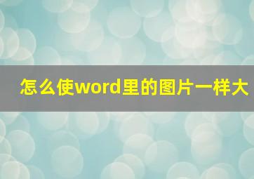 怎么使word里的图片一样大